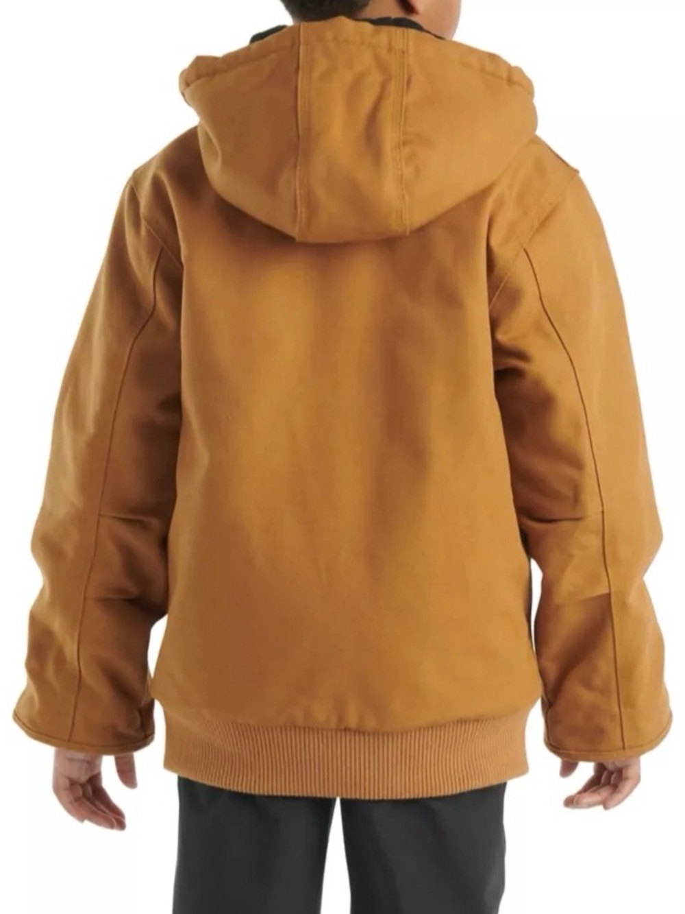NWT Carhartt Kids' Canvas Full-Zip Hooded Insulated Jacket Brown Small 7-8 - Picture 3 of 12
